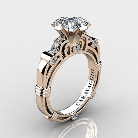 Art-Masters-Caravaggio-14K-Rose-Gold-1-Carat-White-Sapphire-Diamond-Engagement-Ring-R623-14KRGDWS