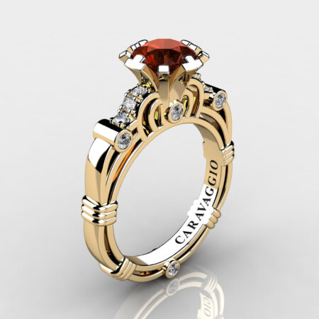 Art-Masters-Caravaggio-14K-Yellow-Gold-1-Carat-Brown-and-White-Diamond-Engagement-Ring-R623-14KYGDBRD