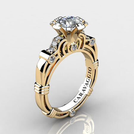 Art-Masters-Caravaggio-14K-Yellow-Gold-1-Carat-White-Sapphire-Diamond-Engagement-Ring-R623-14KYGDWS
