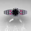 Art-Masters-Winged-Skull-14K-White-Gold-1-Carat-Black-Diamond-Pink-Sapphire-Engagement-Ring-R613-14KWGPSBD-T