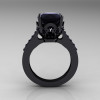 Classic 14K Black Gold 3.0 Carat Black Diamond Solitaire Wedding Ring R301-14BGBD