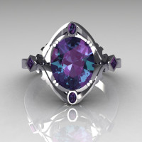 Modern Antique 950 Platinum 1.75 Carat Oval Alexandrite Wedding Ring R73-PLATAL-1