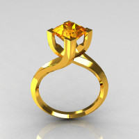 Modern 22K Yellow Gold 1.25 Carat Princess Cut Yellow Sapphire Stone Designer Ring R74-22RGYS-1