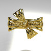 Classic Style 10 Karat Yellow Gold Pave Diamond Ribbon Ring R92-10KYGD-3