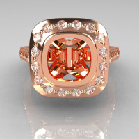 Classic Legacy Style 14K Pink Gold 2.0 Carat Cushion Cut Semi Mount Diamond Engagement Ring R60-14KPGDSEMI-1