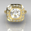 Classic Legacy Style 18K Yellow Gold 2.0 Carat Cushion Cut CZ Accent Diamond Engagement Ring R60-18KYGDCZ-3