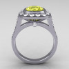 Classic Legacy Style 14K White Gold 2.0 Carat Cushion Cut Yellow Topaz Diamond Engagement Ring R60-14KWGDYT-2
