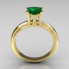 Modern Italian 14K Yellow Gold 1.0 Carat Princess Cut Emerald Solitaire Ring R98-14KYGEM-2
