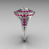 Modern Classic 14K White Gold 1.0 Carat Round CZ Pink Sapphire Diamond Bead-Set Engagement Ring R100-14KWGCZDPSS-4