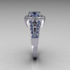 Classic 950 Platinum 1.0 Carat Blue Topaz Diamond Celebrity Fashion Engagement Ring R104-PLATDBT-4