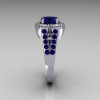 Classic 2011 Trend 10K White Gold 1.0 Carat Blue Sapphire Diamond Celebrity Fashion Engagement Ring R104-10KWGDBS-2