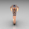 Classic 2011 Trend 18K Pink Gold 1.0 Carat Blue Topaz Diamond Celebrity Fashion Engagement Ring R104-18KPGDBT-4