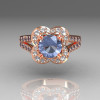 Classic 2011 Trend 18K Pink Gold 1.0 Carat Blue Topaz Diamond Celebrity Fashion Engagement Ring R104-18KPGDBT-2