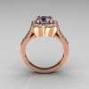 Classic 2011 Trend 18K Pink Gold 1.0 Carat Blue Topaz Diamond Celebrity Fashion Engagement Ring R104-18KPGDBT-3