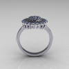 Classic 950 Platinum 0.50 CTW Blue Topaz Cluster Bridal Ring R107-PLATBT-3