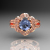 Classic 18K Pink Gold 1.0 Carat Blue Topaz Diamond 2011 Trend Engagement Ring R108-18KPGDBT-2