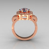 Classic 18K Pink Gold 1.0 Carat Blue Topaz Diamond 2011 Trend Engagement Ring R108-18KPGDBT-3