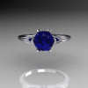 Ultra Modern 10K White Gold 1.0 Carat Round Blue Sapphire Solitaire Ring R111-10KWGBS-2