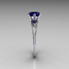 Ultra Modern 10K White Gold 1.0 Carat Round Blue Sapphire Solitaire Ring R111-10KWGBS-4