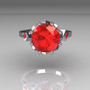 Modern Vintage 10K White Gold 3.0 Carat Red Ruby Princess Diamond Solitaire Wedding Ring R303-10WGDRR-4