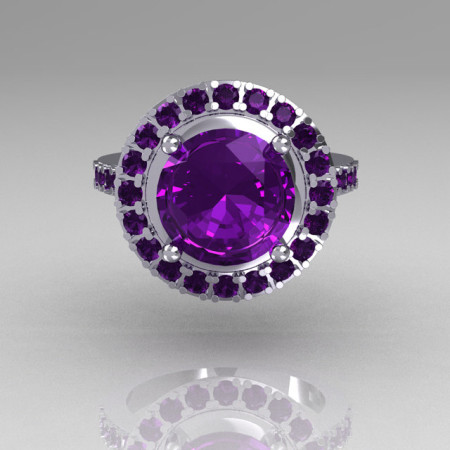 Legacy Classic 14K White Gold 2.5 Carat Amethyst Solitaire Ring R115-14WGAM-1