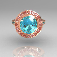 Legacy Classic 14K Rose Gold 2.5 Carat Aquamarine Diamond Solitaire Ring R115-14RGDAQ-1