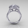 Soleste Style 950 Platinum 1.25 Carat Cushion CZ Bead-Set Diamond Engagement Ring R116-PLATDCZ-2
