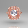 Soleste Style 14K Rose Gold 1.25 Carat Cushion CZ Bead-Set Diamond Engagement Ring R116-14RGDCZ-2