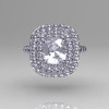 Soleste Style 950 Platinum 1.25 Carat Cushion CZ Bead-Set Diamond Engagement Ring R116-PLATDCZ-4
