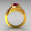 Aztec-Edwardian 22K Yellow Gold 1.0 CT Round and Baguette Amethyst Engagement Ring MR001-22YGAM-2