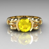 Modern Antique 10K Yellow Gold 1.0 Carat Round Yellow Topaz Designer Solitaire Ring R122-10YGYT-3
