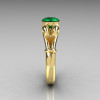 Modern Antique 14K Yellow Gold 1.0 Carat Round Emerald Designer Solitaire Ring R122-14YGEM-4