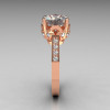 French Bridal 14K Pink Gold 3.0 Carat CZ Diamond Solitaire Wedding Ring R301-14PGDCZ-3
