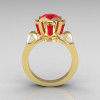 Modern Edwardian 18K Yellow Gold 1.0 Carat Red Ruby Baguette Cluster Wedding Ring R305-18YGRR-2