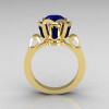Modern Edwardian 18K Yellow Gold 1.0 Carat Blue Sapphire Baguette Cluster Wedding Ring R305-18YGBS-2