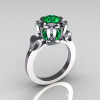 Modern Edwardian 18K White Gold 1.0 Carat Emerald Baguette Cluster Wedding Ring R305-18WGEM-3