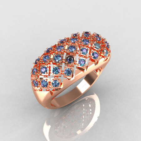 Modern Antique 14K Pink Gold 0.58 CTW Round Alexandrite Designer Ring R126-14PGAL-1