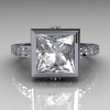 Classic Bridal 10K White Gold 2.5 Carat Square Princess White Sapphire Wedding Ring R309-10WGWS-2