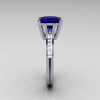 Modern Italian 18K White Gold 2.0 Carat Princess Blue Sapphire Channel Diamond Solitaire Ring R312-18KWGBSD-4