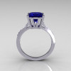 Modern Italian 18K White Gold 2.0 Carat Princess Blue Sapphire Channel Diamond Solitaire Ring R312-18KWGBSD-3