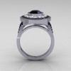Modern 14K White 1.0 Carat Round Black and White Diamond Engagement Ring R131-14WGDBD-2