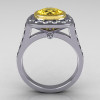 Classic Legacy Style Two Tone 14K White Yellow Gold 2.0 Carat Cushion Cut Yellow Sapphire Engagement Ring R60-14KWYGDYS-2