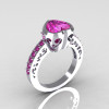 Classic Bridal 14K White Gold 2.10 Carat Heart Pink Sapphire Ring R314-14WGPS-2