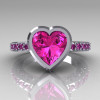 Classic Bridal 14K White Gold 2.10 Carat Heart Pink Sapphire Ring R314-14WGPS-3