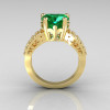 Modern Vintage 14K Yellow Gold 3.0 Carat Heart Emerald Diamond Solitaire Ring R134-14KWGDEM-4