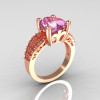 Modern French Bridal 14K Pink Gold 3.0 Carat Heart Lilac Amethyst Solitaire Engagement Ring R134-14KPLAM-2
