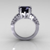 Modern French Bridal 10K White Gold 3.0 Carat Heart Black Diamond Solitaire Engagement Ring R134-10WGBDD-4