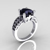 Modern French Bridal 10K White Gold 3.0 Carat Heart Black Diamond Solitaire Engagement Ring R134-10WGBDD-2
