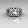 Modern Armenian Vintage 14K White Gold 1.0 Carat Zircon Diamond Engagement Ring R137-14WGDCZ-2