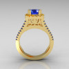 Modern Armenian Vintage 18K Yellow Gold 1.0 Carat Blue Sapphire Citrine Engagement Ring R137-18YGBSCI-3